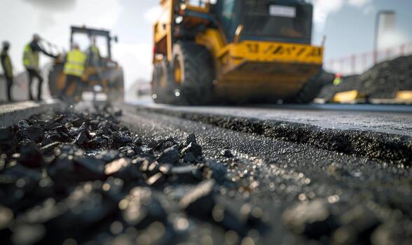 Road construction and asphalt laying