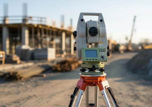 Mirai Global surveyor operating a total station on a construction site in Nigeria